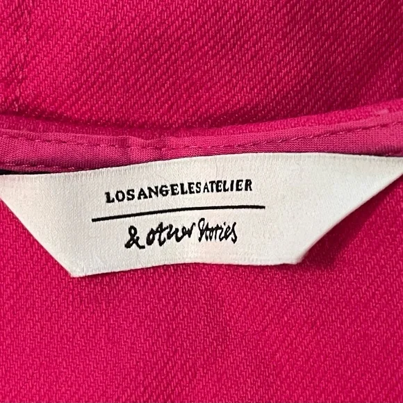 & Other Stories Belted Puff Sleeve Zip-Front Jumpsuit – Fuchsia Pink (Size 2) - Picture 6 of 9